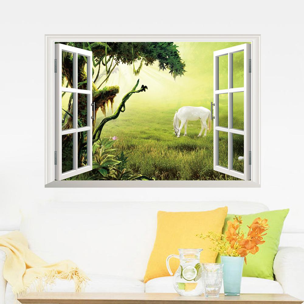 3D 아름다운 풍경 벽 가짜 창 스티커 홈 장식 거실 침실 데칼 벽화 포스터 벽 스티커